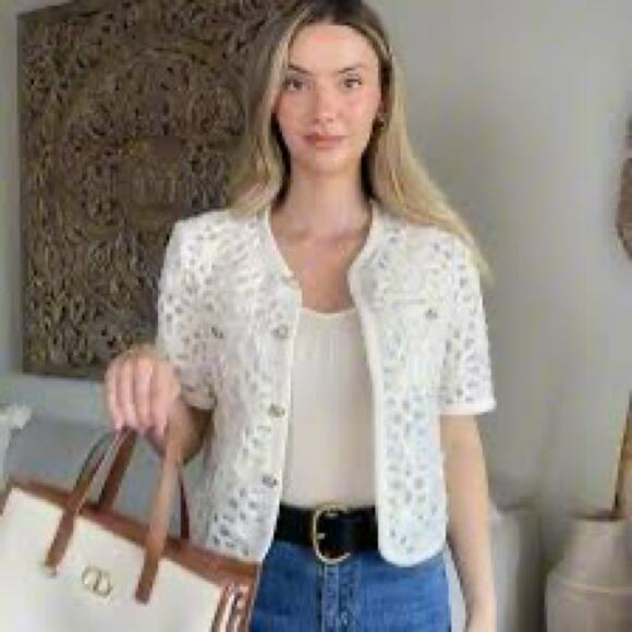 Goelia White Lace Summer Cardigan Size S - Picture 1 of 6